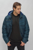 Оптом Куртка спортивная мужская с капюшоном темно-синего цвета 62188TS, фото 19