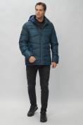Оптом Куртка спортивная мужская с капюшоном темно-синего цвета 62188TS в Казани, фото 2