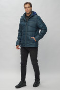Оптом Куртка спортивная мужская с капюшоном темно-синего цвета 62188TS в Казани, фото 3