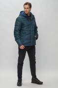 Оптом Куртка спортивная мужская с капюшоном темно-синего цвета 62188TS, фото 4