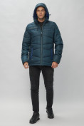 Оптом Куртка спортивная мужская с капюшоном темно-синего цвета 62188TS в Казани, фото 6