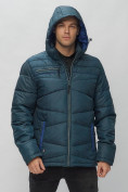 Оптом Куртка спортивная мужская с капюшоном темно-синего цвета 62188TS в Казани, фото 7