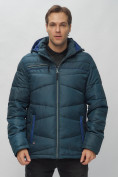 Оптом Куртка спортивная мужская с капюшоном темно-синего цвета 62188TS, фото 8