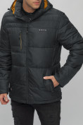 Оптом Куртка спортивная мужская с капюшоном черного цвета 62190Ch в Казани, фото 11