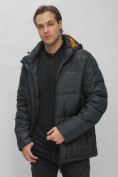 Оптом Куртка спортивная мужская с капюшоном черного цвета 62190Ch в Казани, фото 18