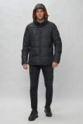 Оптом Куртка спортивная мужская с капюшоном черного цвета 62190Ch в Казани, фото 7