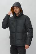 Оптом Куртка спортивная мужская с капюшоном черного цвета 62190Ch в Казани, фото 8