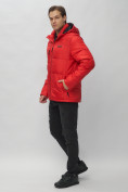 Оптом Куртка спортивная мужская с капюшоном красного цвета 62190Kr в Екатеринбурге, фото 3