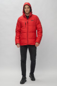 Оптом Куртка спортивная мужская с капюшоном красного цвета 62190Kr в Казани, фото 6