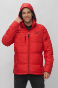 Оптом Куртка спортивная мужская с капюшоном красного цвета 62190Kr в Казани, фото 7