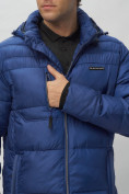 Оптом Куртка спортивная мужская с капюшоном синего цвета 62190S в Казани, фото 9