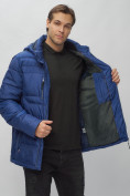 Оптом Куртка спортивная мужская с капюшоном синего цвета 62190S в Казани, фото 12