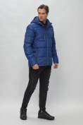 Оптом Куртка спортивная мужская с капюшоном синего цвета 62190S в Казани, фото 4