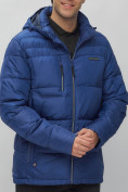 Оптом Куртка спортивная мужская с капюшоном синего цвета 62190S в Казани, фото 8