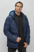 Оптом Куртка спортивная мужская с капюшоном темно-синего цвета 62190TS в Екатеринбурге, фото 14