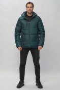 Оптом Куртка спортивная мужская с капюшоном темно-зеленого цвета 62190TZ в Казани
