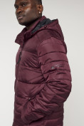 Оптом Куртка спортивная мужская с капюшоном бордового цвета 62220Bo в Казани, фото 12