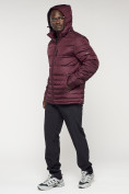 Оптом Куртка спортивная мужская с капюшоном бордового цвета 62220Bo в Казани, фото 5