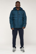 Оптом Куртка спортивная мужская с капюшоном темно-синего цвета 62220TS в Казани
