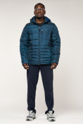 Оптом Куртка спортивная мужская с капюшоном темно-синего цвета 62220TS в Казани, фото 5