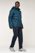 Оптом Куртка спортивная мужская с капюшоном темно-синего цвета 62220TS в Казани, фото 6
