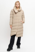 Оптом Куртка удлиненная женская зимняя  уценка бежевого цвета 626B