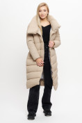 Оптом Куртка удлиненная женская зимняя  уценка бежевого цвета 626B, фото 10