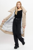 Оптом Куртка удлиненная женская зимняя  уценка бежевого цвета 626B, фото 11