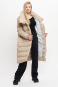 Оптом Куртка удлиненная женская зимняя  уценка бежевого цвета 626B, фото 12
