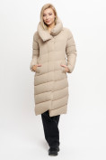 Оптом Куртка удлиненная женская зимняя  уценка бежевого цвета 626B, фото 2