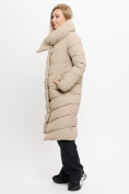 Оптом Куртка удлиненная женская зимняя  уценка бежевого цвета 626B, фото 3