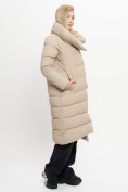 Оптом Куртка удлиненная женская зимняя  уценка бежевого цвета 626B, фото 4