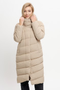 Оптом Куртка удлиненная женская зимняя  уценка бежевого цвета 626B, фото 6