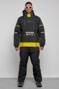 Оптом Горнолыжный костюм мужской зимний черного цвета 6320Ch в Перми
