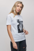 Оптом Женские футболки с принтом белого цвета 65016Bl в Екатеринбурге, фото 8