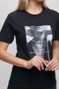 Оптом Женские футболки с принтом черного цвета 65016Ch в Екатеринбурге, фото 6