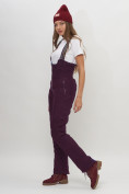 Оптом Полукомбинезон брюки горнолыжные темно-бордового цвета женские  66179Tb в Казани, фото 2