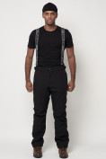 Оптом Полукомбинезон брюки горнолыжные мужские черного цвета 66211Ch в Казани