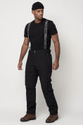 Оптом Полукомбинезон брюки горнолыжные мужские черного цвета 66211Ch в Екатеринбурге, фото 2