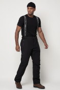 Оптом Полукомбинезон брюки горнолыжные мужские черного цвета 66211Ch в Екатеринбурге, фото 3