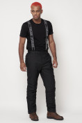 Оптом Полукомбинезон брюки горнолыжные мужские черного цвета 662123Ch в Казани, фото 3