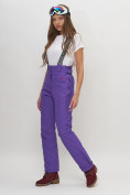 Оптом Полукомбинезон брюки горнолыжные женские фиолетового цвета 66215F в Екатеринбурге, фото 2