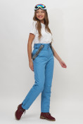 Оптом Полукомбинезон брюки горнолыжные женские голубого цвета 66215Gl в Казани, фото 14
