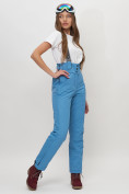 Оптом Полукомбинезон брюки горнолыжные женские голубого цвета 66215Gl в Казани, фото 2