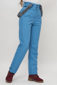 Оптом Полукомбинезон брюки горнолыжные женские голубого цвета 66215Gl в Казани, фото 7
