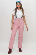 Оптом Полукомбинезон брюки горнолыжные женские розового цвета 66215R в Екатеринбурге