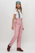 Оптом Полукомбинезон брюки горнолыжные женские розового цвета 66215R в Екатеринбурге, фото 3