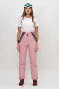 Оптом Полукомбинезон брюки горнолыжные женские розового цвета 66215R в Екатеринбурге, фото 6