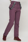 Оптом Полукомбинезон брюки горнолыжные женские темно-фиолетового цвета 66215TF в Казани, фото 10