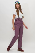 Оптом Полукомбинезон брюки горнолыжные женские темно-фиолетового цвета 66215TF в Казани, фото 3